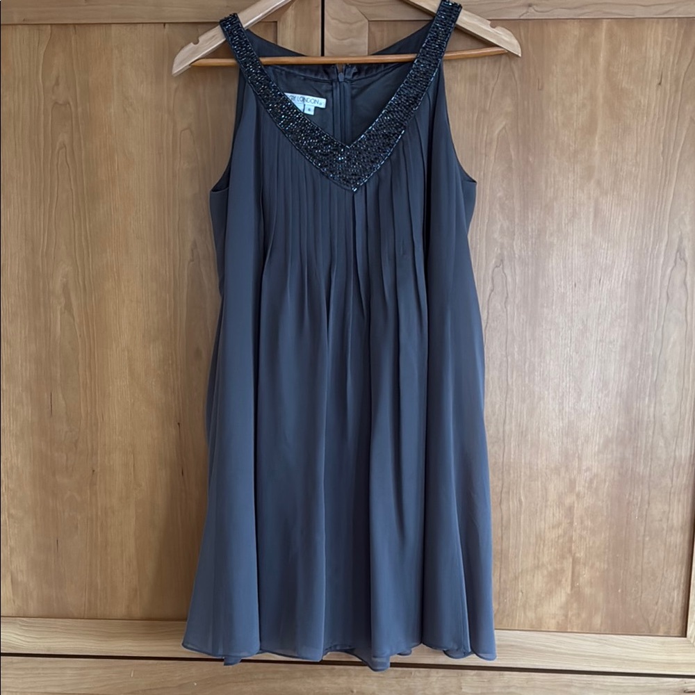 Silk Sleeveless Dress with Beaded V-Neck